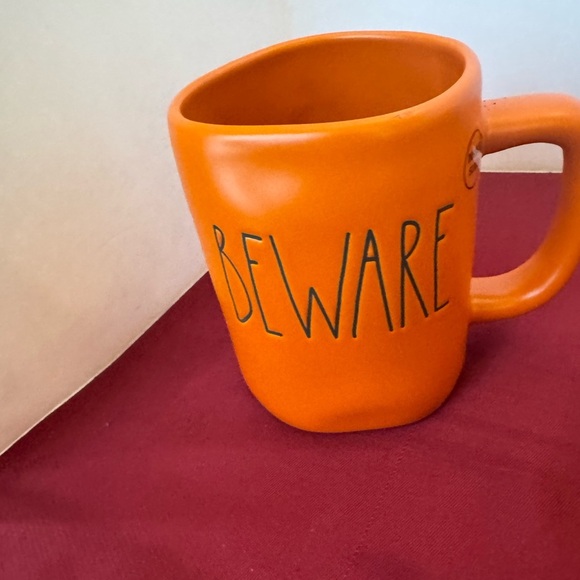 NWT Rae Dunn Orange/Black Seasonal Mug “Beware” with Pumpkin Design - Picture 1 of 4